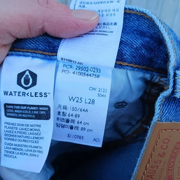 Levis 501 S Skinny High Rise Button Fly Distressed Blue Denim Jeans Women Sz 25 - Picture 7 of 8